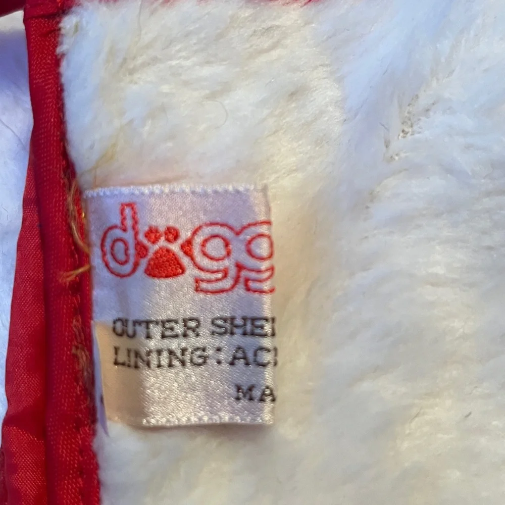 Red Quilted Dog Jacket Parka with attached hood Sz 16